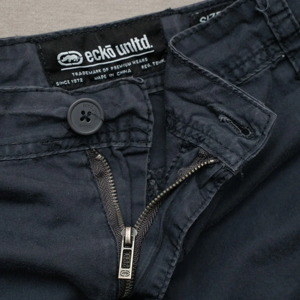 Vintage 2000s‎ Y2k Ecko Unltd Rhino Mega Baggy Cargo Shorts Gray Skater 46